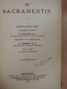 H. Noldin S. J. - De Sacramentis  [antikvár]