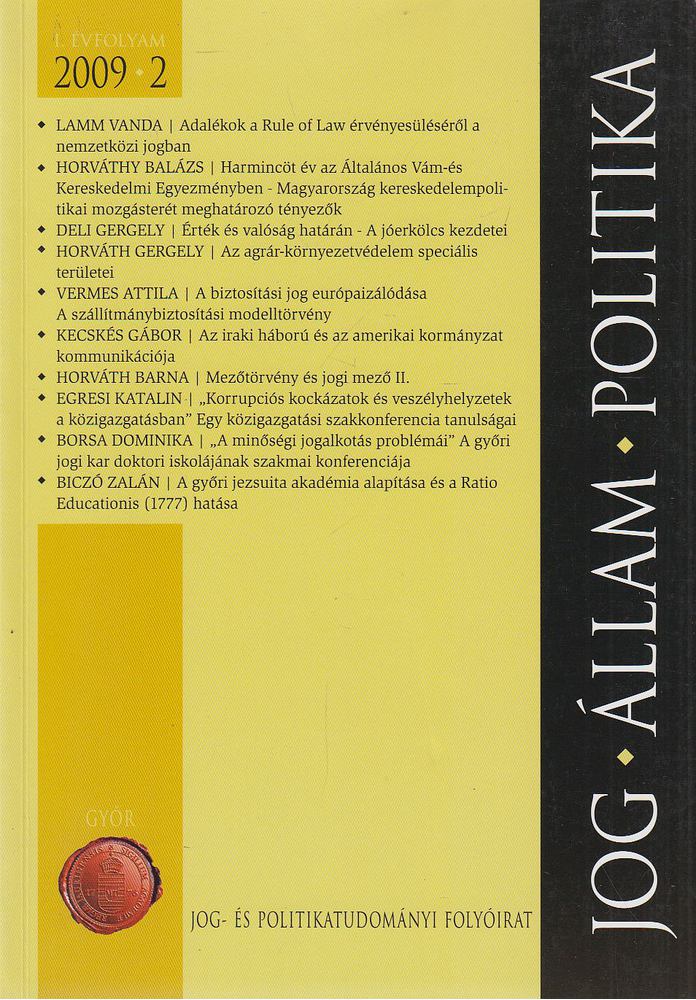Egresi Katalin, Sulyok Gábor - Jog-Állam-Politika 2009/2. [antikvár]