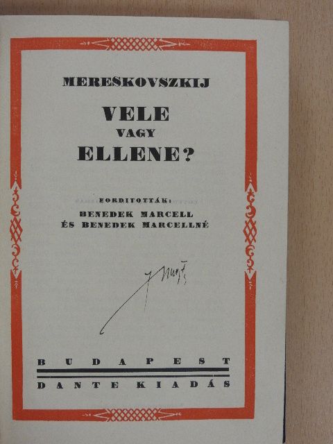 Mereskovszkij - Vele vagy ellene? [antikvár]