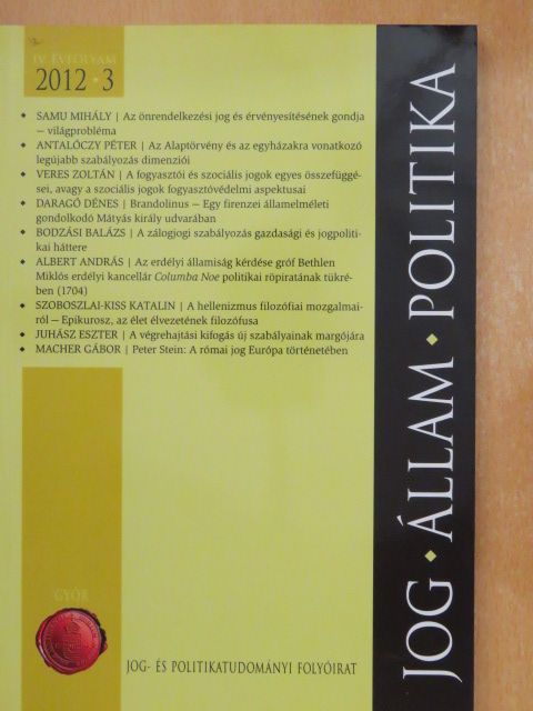 Albert András - Jog-Állam-Politika 2012/3. [antikvár]
