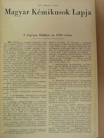 Almásy Andor - Magyar Kémikusok Lapja 1959. január-december [antikvár]