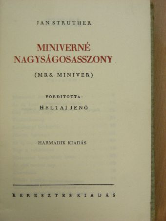 Jan Struther - Miniverné nagyságosasszony [antikvár]
