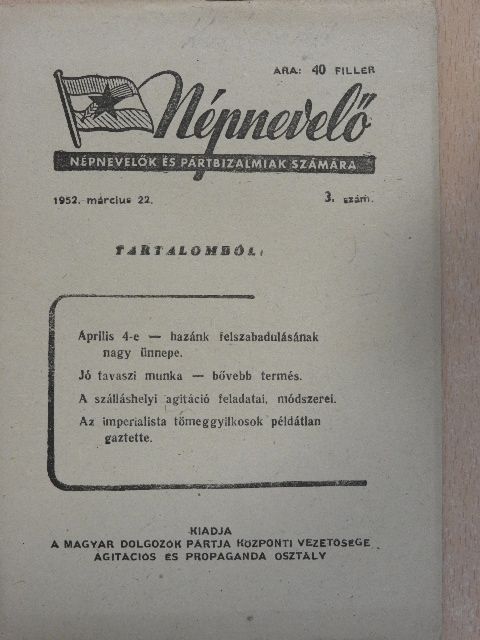 Népnevelő 1952. március 22. [antikvár]