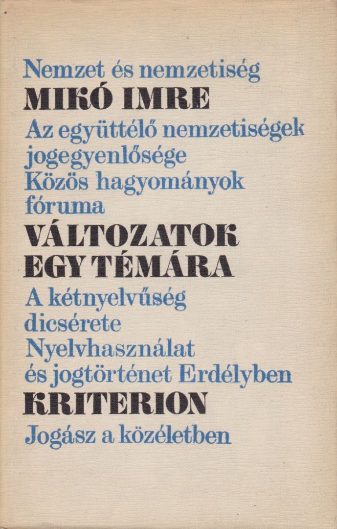 Mikó Imre - Változatok egy témára [antikvár]