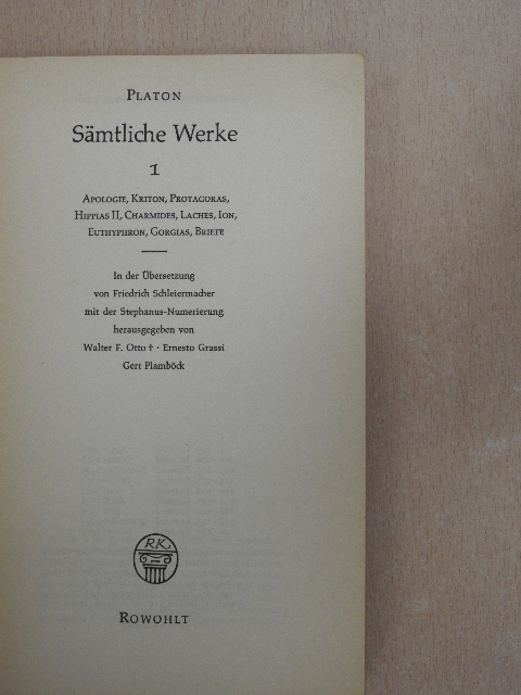 Platon - Platon Sämtliche Werke 1 [antikvár]