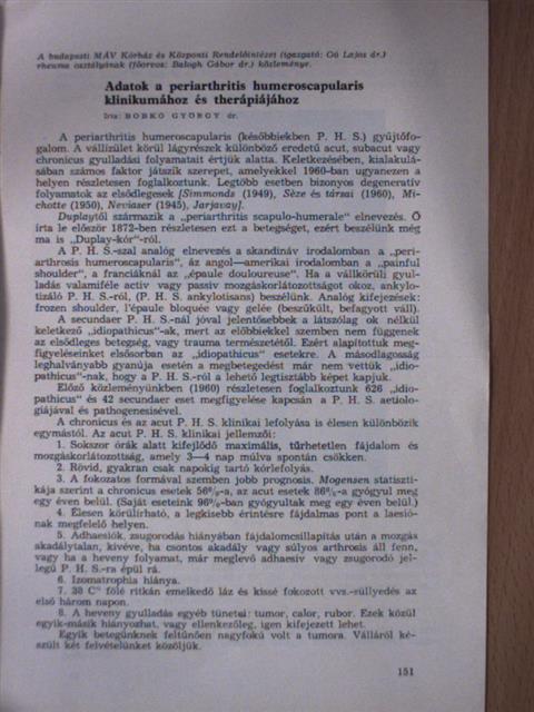 Dr. Bobkó György - Adatok a periarthritis humeroscapularis klinikumához és therápiájához [antikvár]