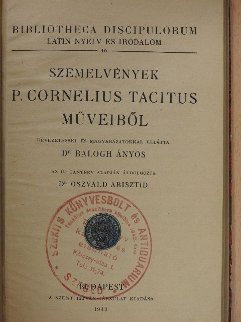 P. Cornelius Tacitus - Szemelvények P. Cornelius Tacitus műveiből [antikvár]