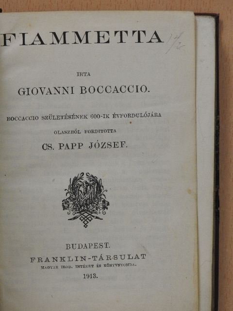 Boccaccio - Fiammetta [antikvár]