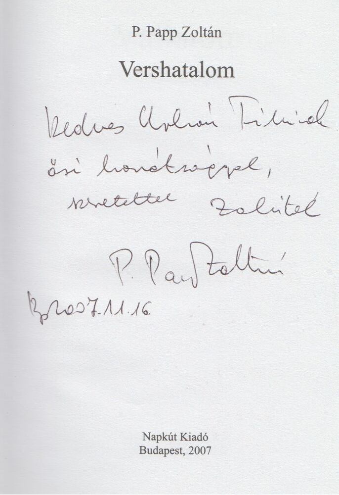 P. Papp Zoltán - Vershatalom (dedikált) [antikvár]