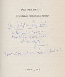 Laczkó András - Gábor Andor emlékezete (Dedikált) [antikvár]