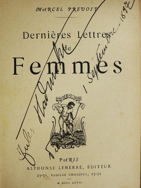 Marcel Prévost - Derniéres Lettres de Femmes [antikvár]