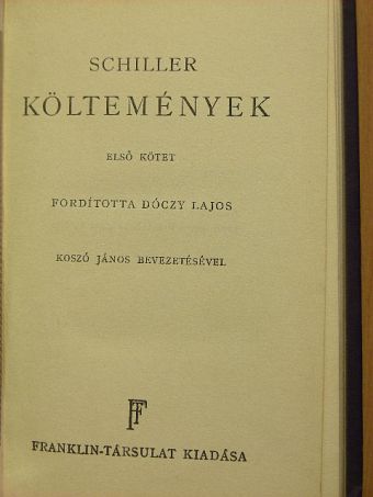 Schiller - Költemények I. [antikvár]