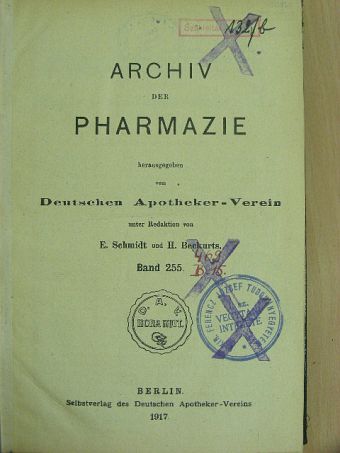 O. Schumm - Archiv der Pharmazie 1917 [antikvár]