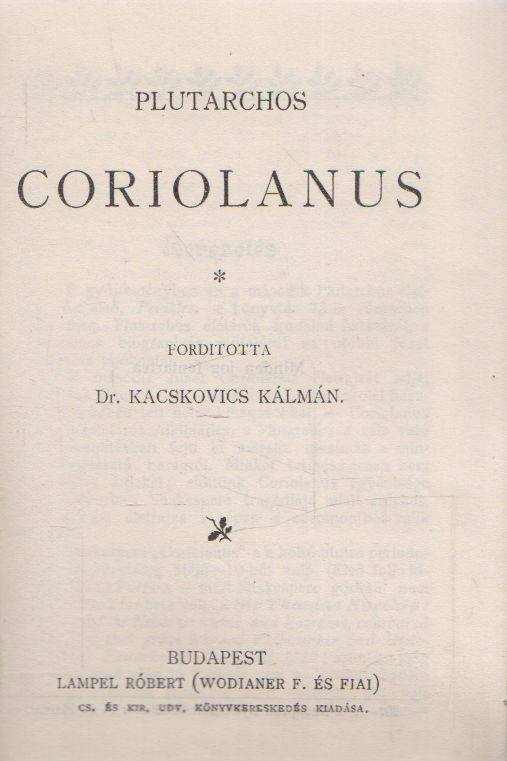 Plutarchos - Coriolanus [antikvár]