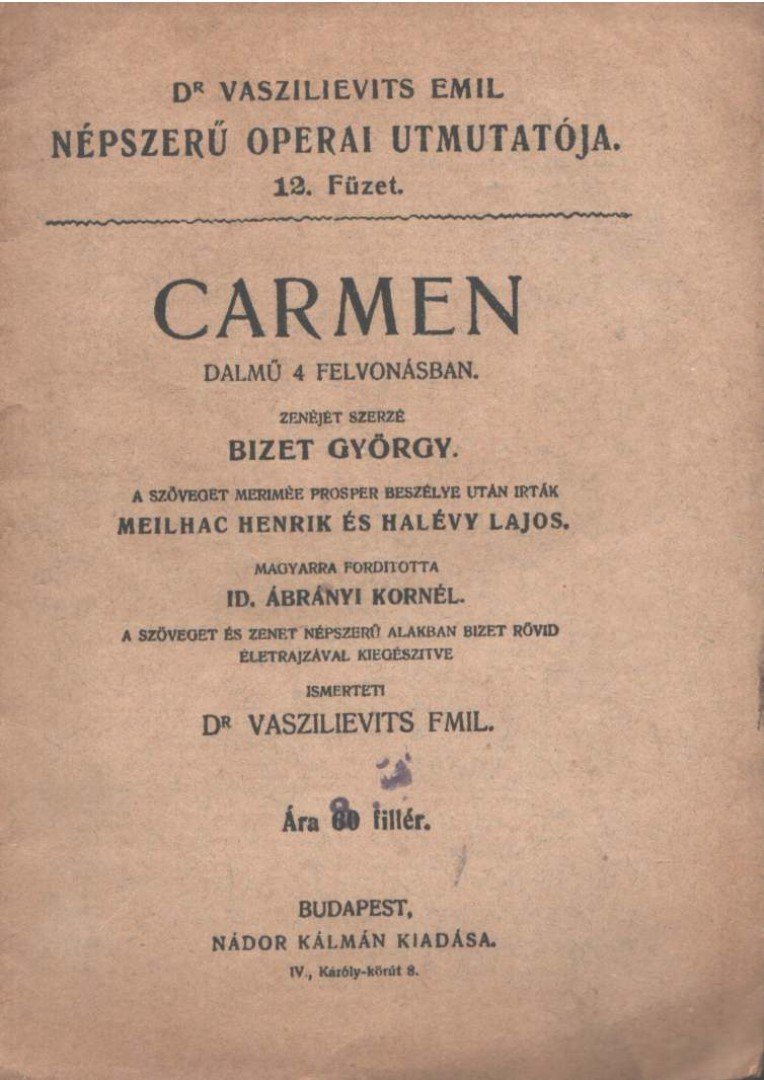 Vaszilevits Emil Dr. - Carmen [antikvár]