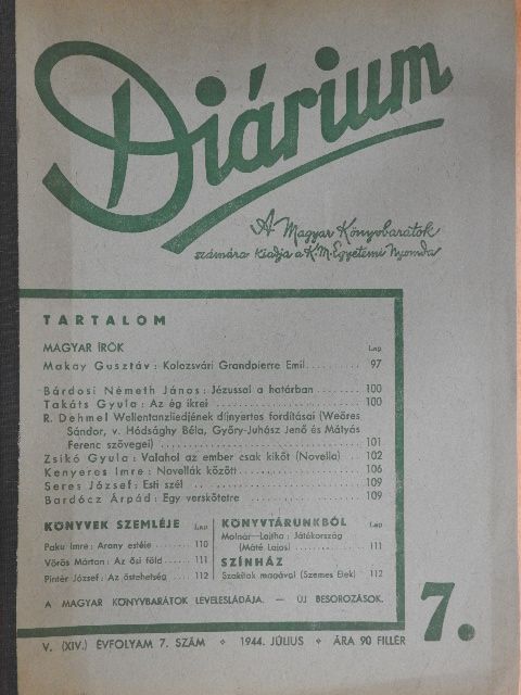 Bardócz Árpád - Diárium 1944. július [antikvár]