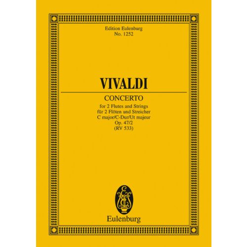 Vivaldi - CONCERTO FÜR 2 FLÖTEN UND STREICHER C- DUR OP.47/2 (RV 533) TASCHENPARTITUR