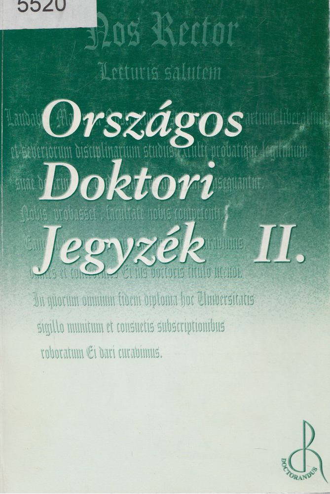 Országos Doktori Jegyzék II. [antikvár]