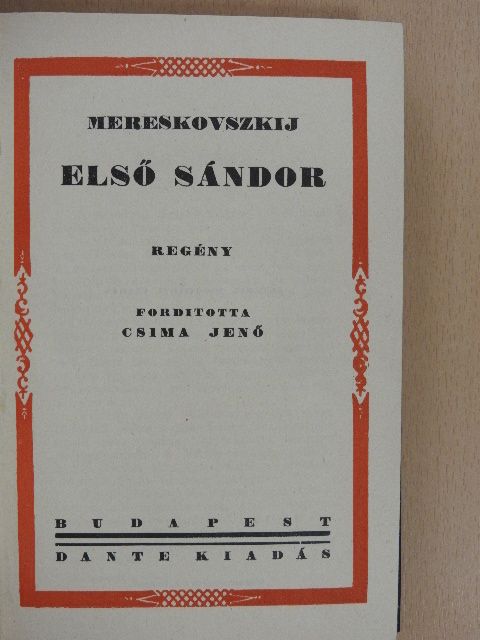 Mereskovszkij - Első Sándor [antikvár]