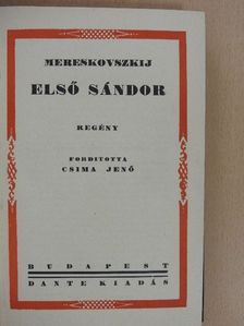 Mereskovszkij - Első Sándor [antikvár]