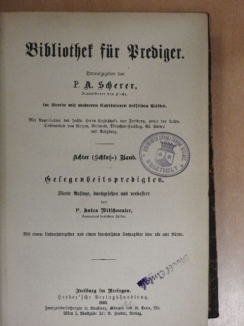 P. A. Scherer - Bibliothek für Prediger VIII. (gótbetűs) [antikvár]