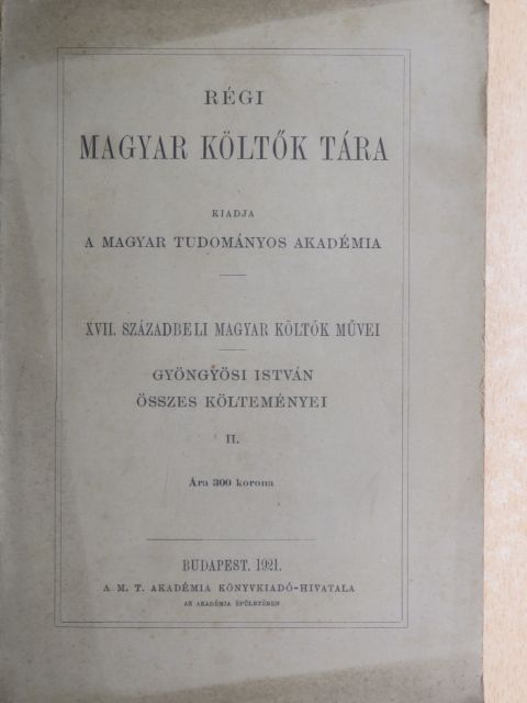 Gyöngyösi István - Gyöngyösi István összes költeményei II. [antikvár]