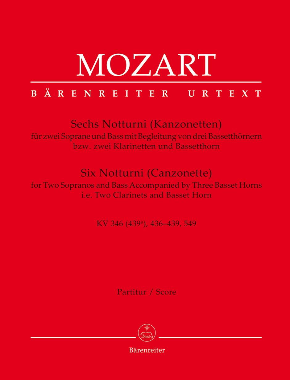 MOZART, W,A, - SECHS NOTTURNI (KANZONETTEN) KV 346,436-439,549 PARTITUR URTEXT