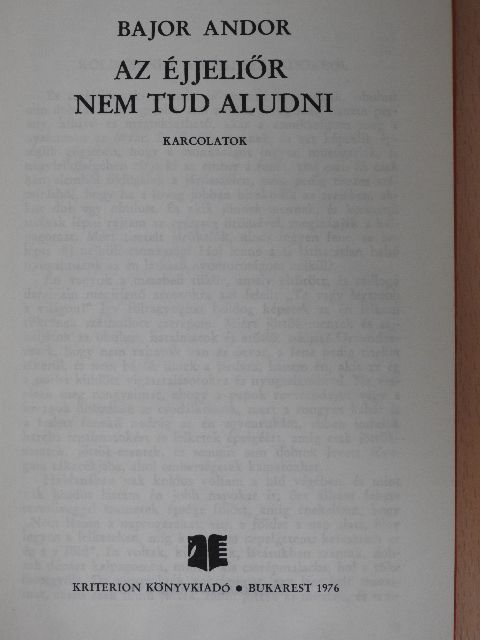 Bajor Andor - Az éjjeliőr nem tud aludni [antikvár]