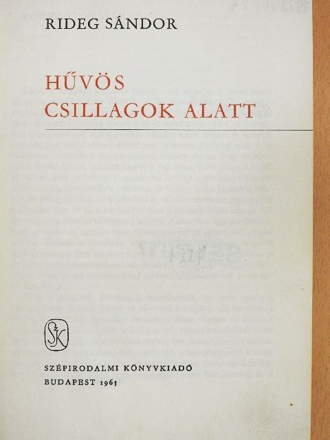 Rideg Sándor - Hűvös csillagok alatt [antikvár]
