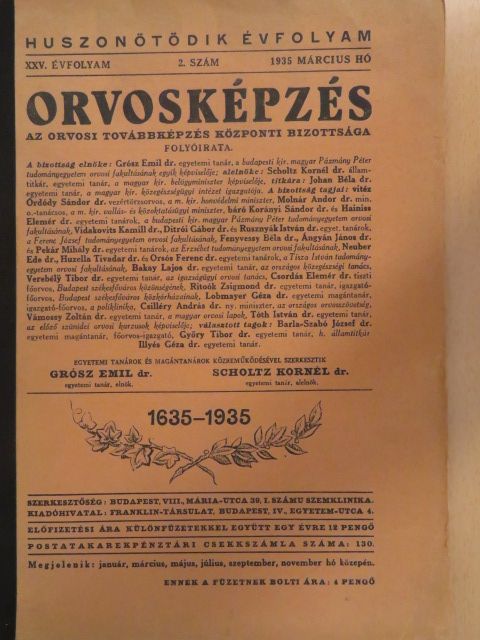 Dr. Benedek László - Orvosképzés 1935. március [antikvár]