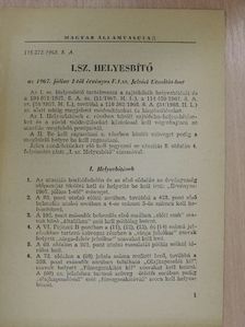I. sz. helyesbítő az 1967. július 1-től érvényes F. 1. sz. Jelzési Utasítás-hoz [antikvár]