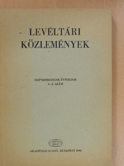 Ember Győző - Levéltári közlemények LXI/1-2. [antikvár]