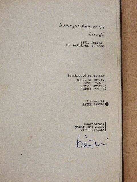 Bezerédy István - Somogyi-könyvtári híradó 71/1-4. [antikvár]