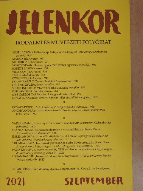 Hetényi Zsuzsa - Jelenkor 2021. szeptember [antikvár]