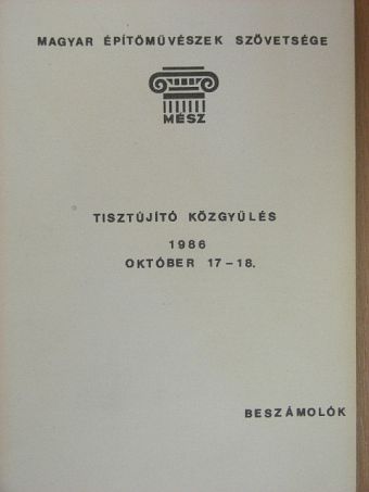 Tisztújító közgyűlés 1986 [antikvár]