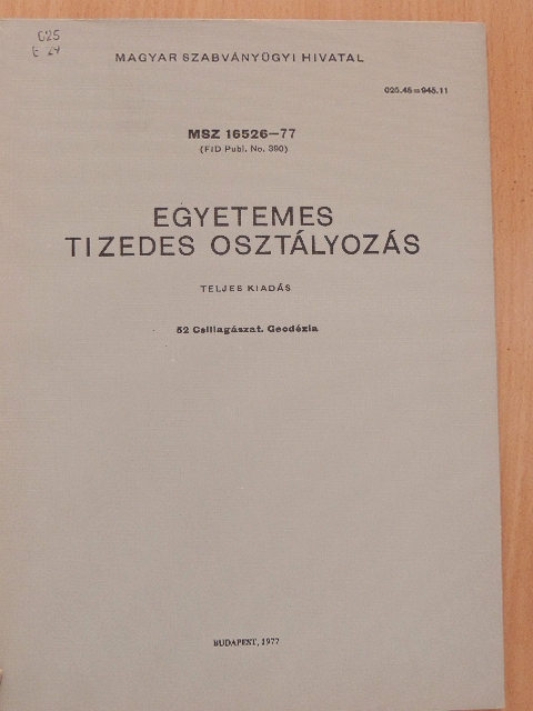 Egyetemes tizedes osztályozás 52. [antikvár]