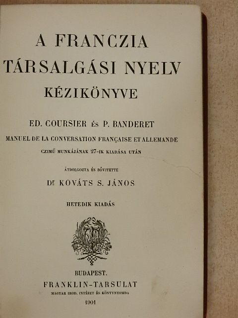 Ed. Coursier - A franczia társalgási nyelv kézikönyve [antikvár]