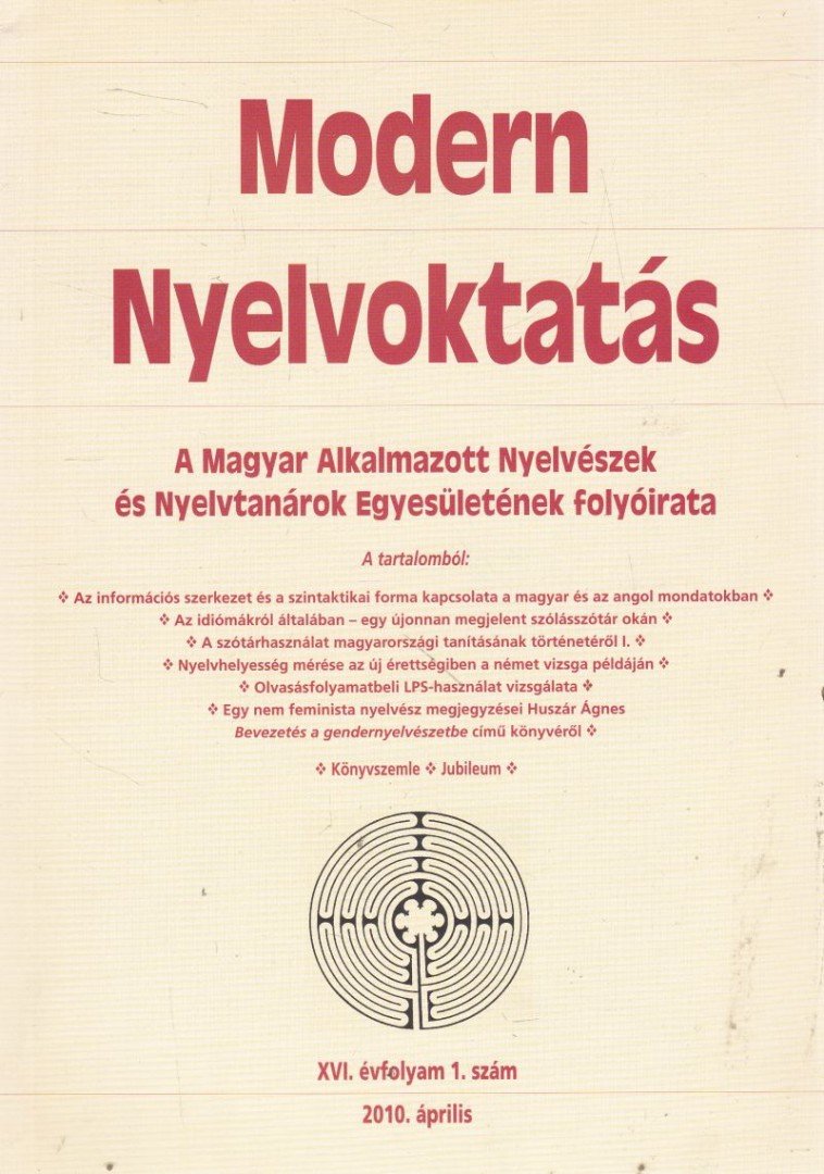 Szöllősy Éva - Modern Nyelvoktatás XVI. évf. 1. szám [antikvár]