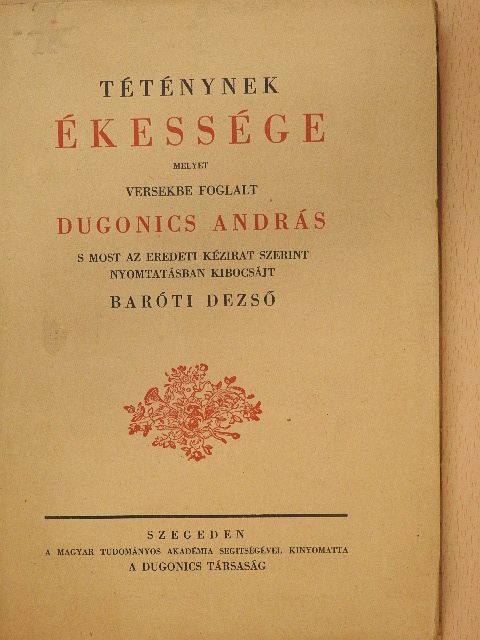 Dugonics András - Téténynek ékessége [antikvár]