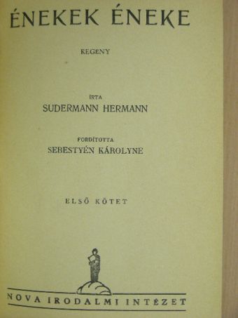 Sudermann Hermann - Énekek éneke I-II. [antikvár]