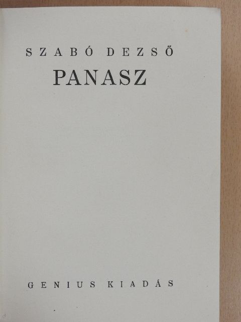Szabó Dezső - Panasz [antikvár]