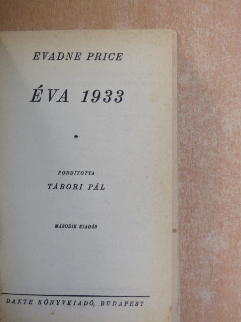 Evadne Price - Éva 1933 [antikvár]