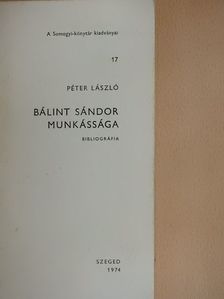 Péter László - Bálint Sándor munkássága [antikvár]