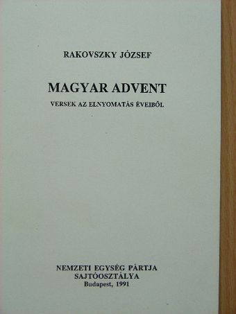 Rakovszky József - Magyar Advent [antikvár]