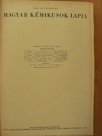 Ács Miklós - Magyar Kémikusok Lapja 1966. január-december [antikvár]