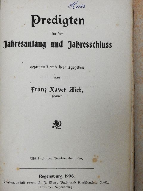 Predigten für den Jahresangand und Jahresschluss (gótbetűs) [antikvár]