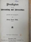 Predigten für den Jahresangand und Jahresschluss (gótbetűs) [antikvár]