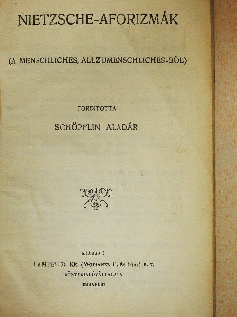 Friedrich Nietzsche - Nietzsche-aforizmák [antikvár]