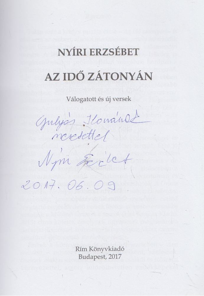 NYÍRI ERZSÉBET - Az idő zátonyán (dedikált) [antikvár]
