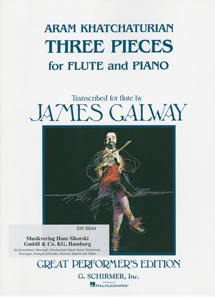 KHATCHATURIAN, ARAM - THREE PIECES FOR FLUTE AND PIANO TRANSCRIBED FOR FLUTE BY JAMES GALWAY